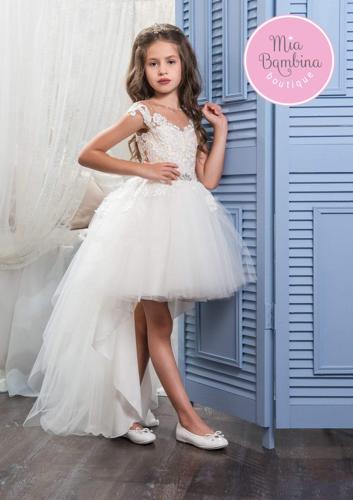 Flower girl dresses short in front long in outlet back