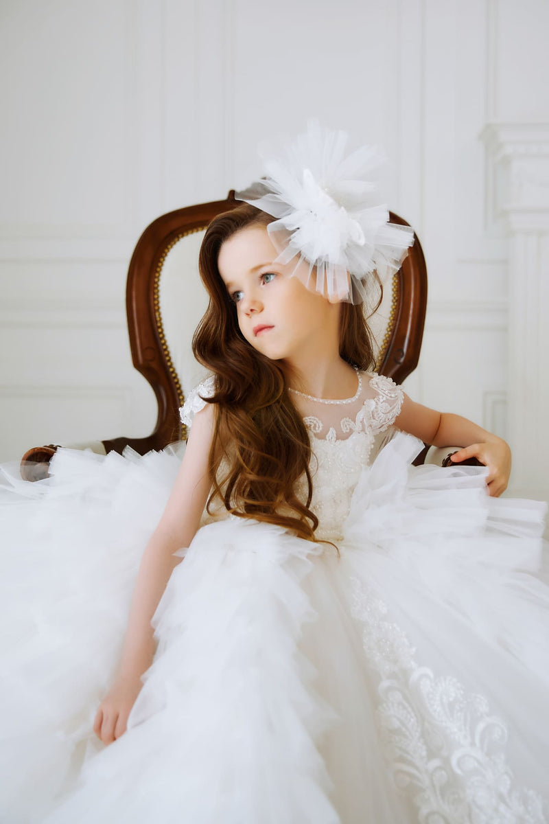 A-line Long Communion Dress with Detachable Overskirt