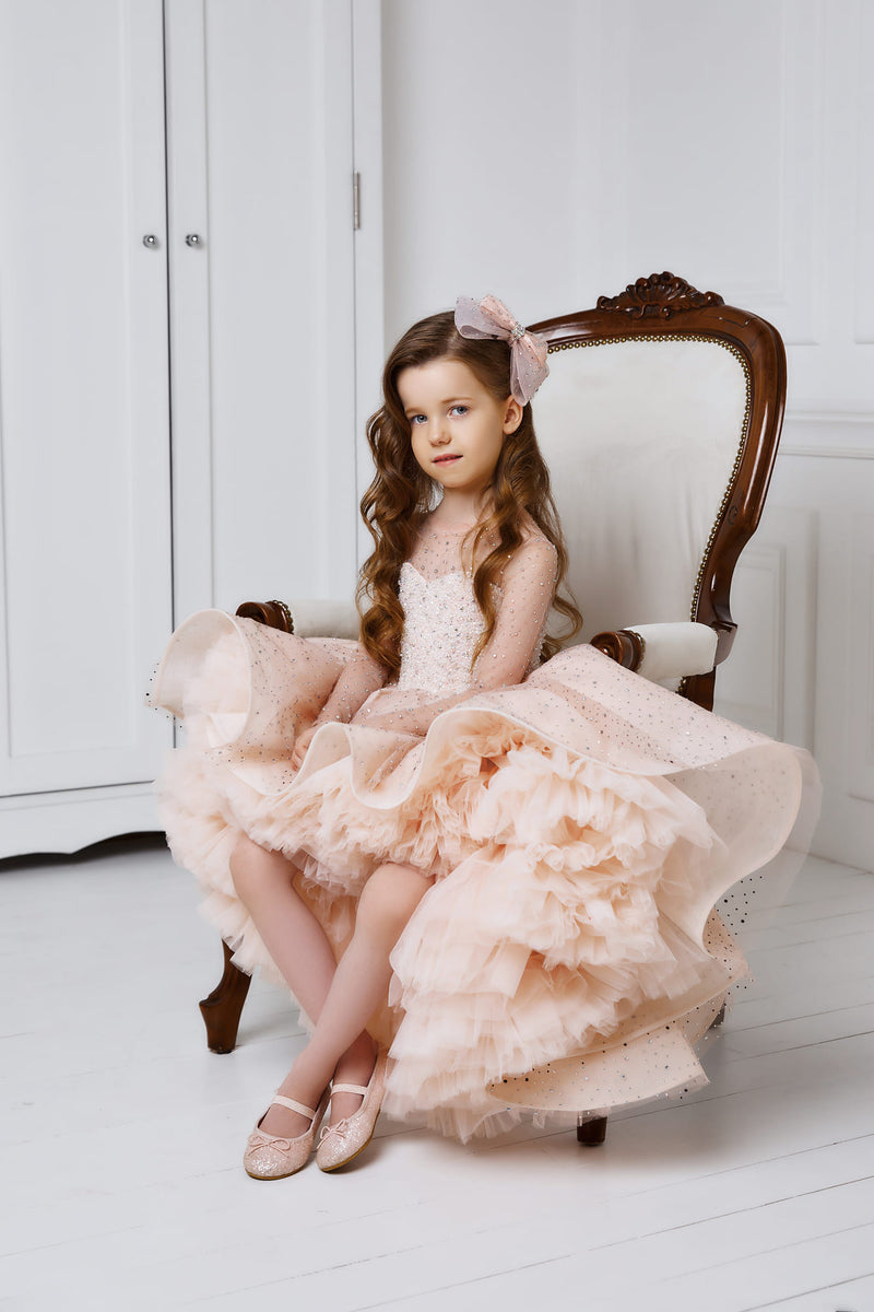 Amelia - Couture Girls Pink Sparkly Birthday Dress