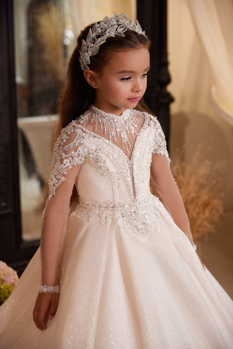 Berta Beaded Flower Girl Dress for Special Occasions