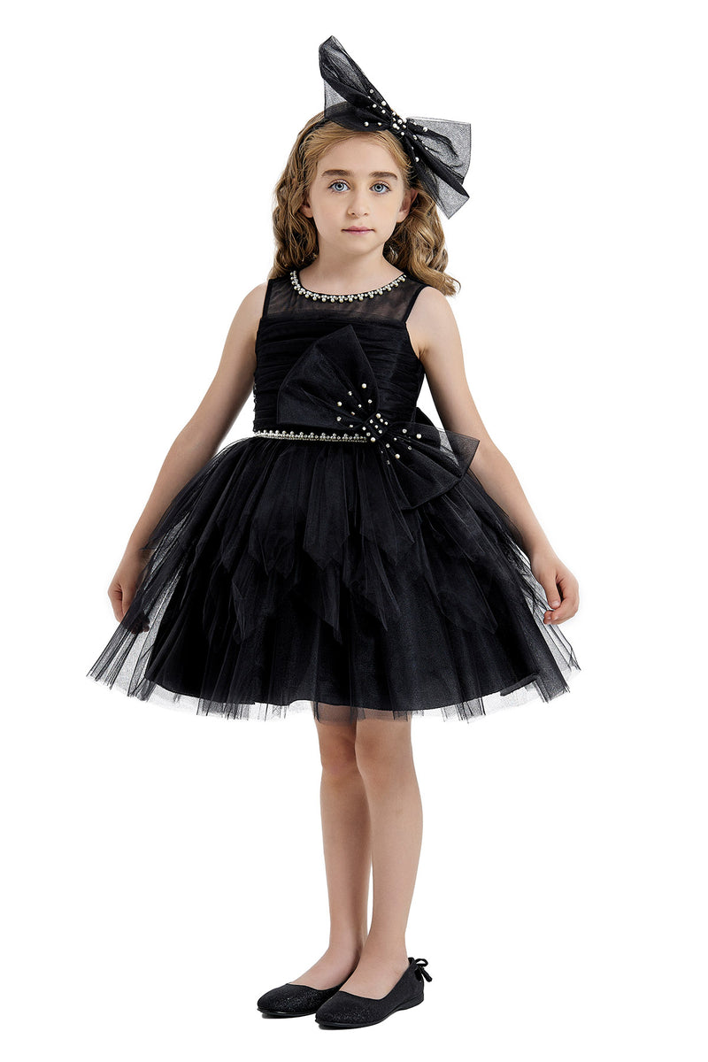 Black Tulle Dress for Girl with an Oversized Bow by Mia Bambina Boutique Canada