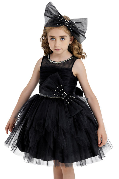 Black Tulle Dress for Girl with an Oversized Bow by Mia Bambina Boutique Canada