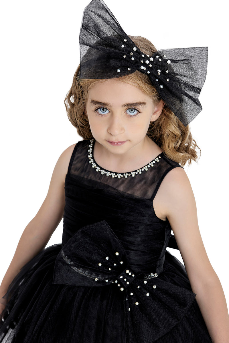 Black Tulle Dress for Girl with an Oversized Bow by Mia Bambina Boutique Canada