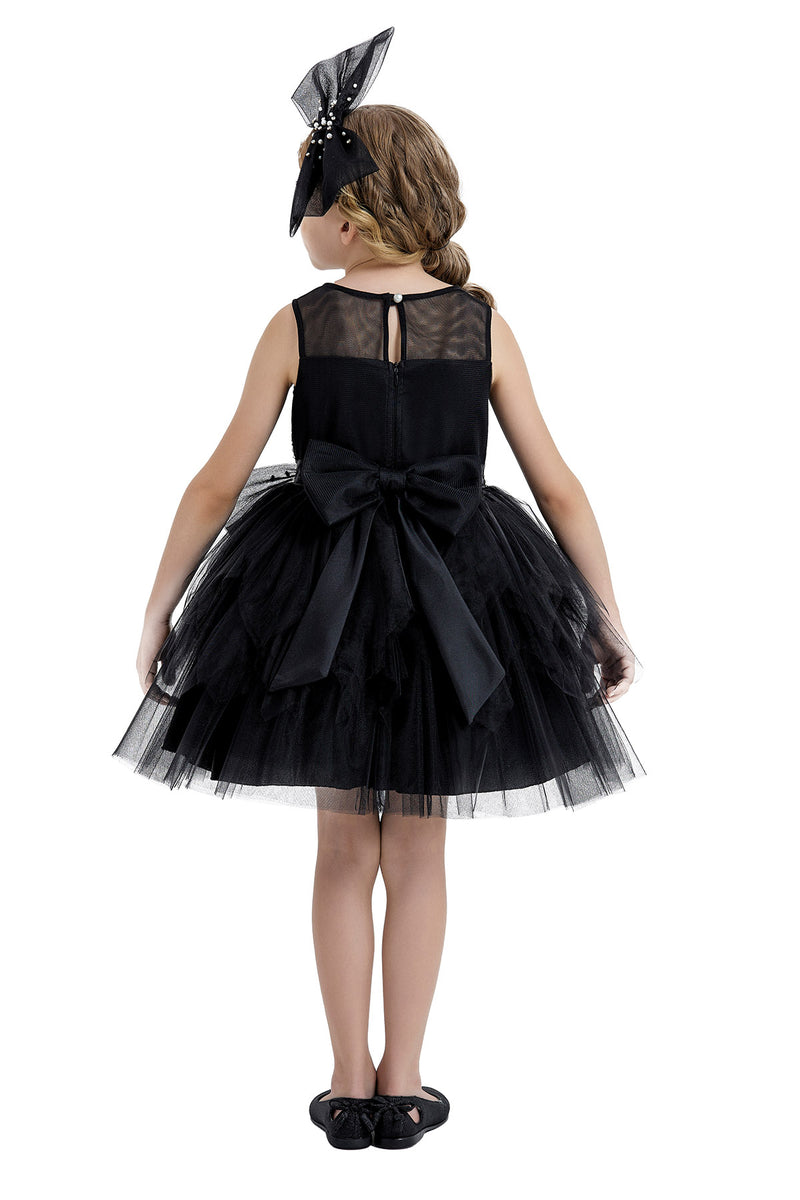 Black Tulle Dress for Girl with an Oversized Bow by Mia Bambina Boutique Canada