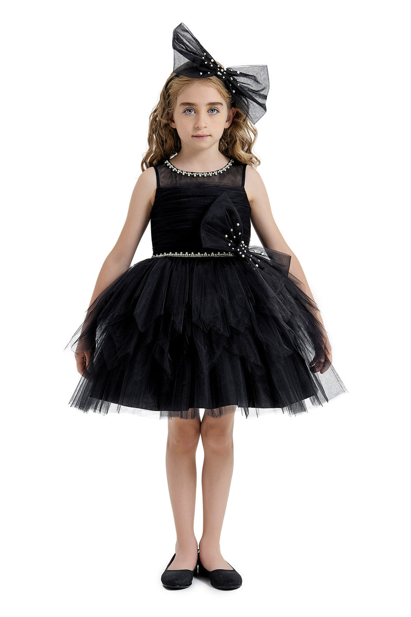 Black Tulle Dress for Girl with an Oversized Bow by Mia Bambina Boutique Canada