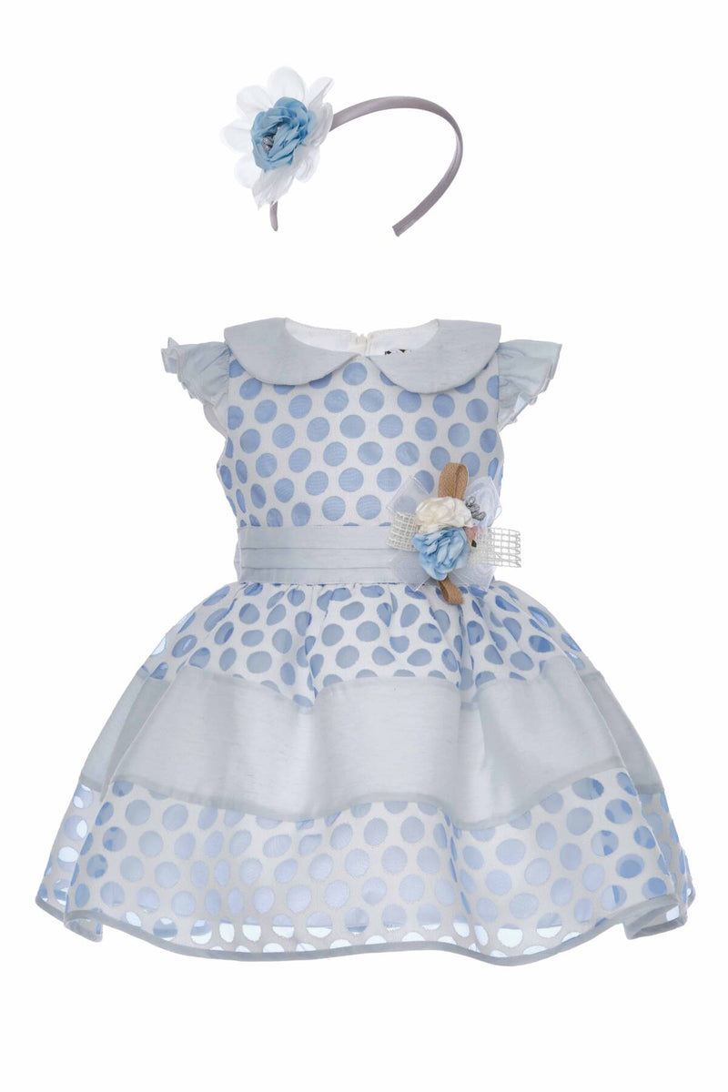 Blue Polka Dot Baby Dress by Mia Bambina Boutique Canada