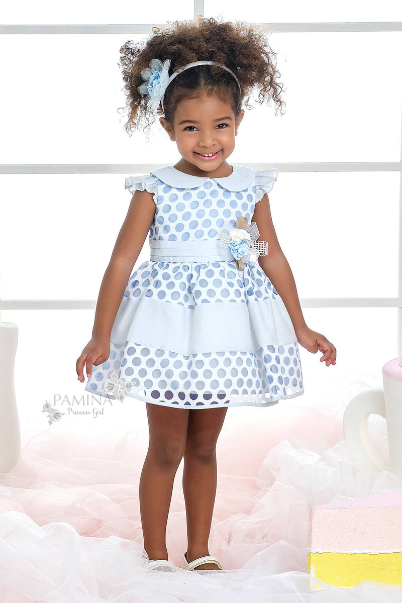 Blue Polka Dot Baby Dress by Mia Bambina Boutique Canada