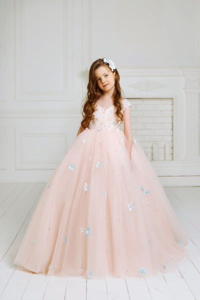 blush flower girl dress by Mia Bambina Boutique Canada