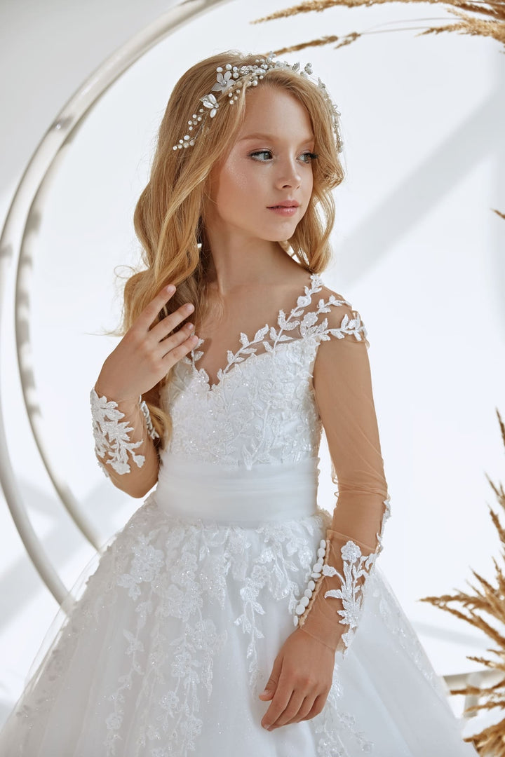 Christina Long Sleeved First Communion Dress Mia Bambina Boutique