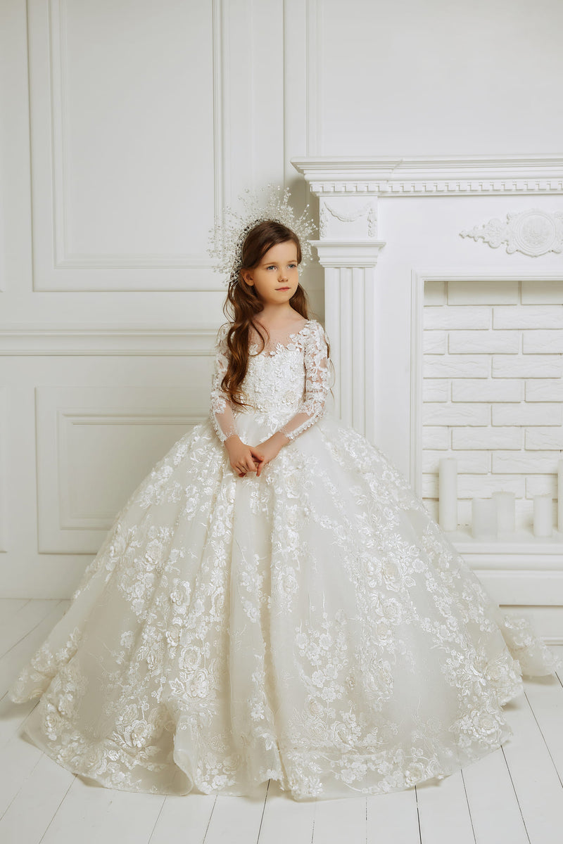 CINDY EXCLUSIVE LACE FIRST COMMUNION DRESS - Mia Bambina Boutique