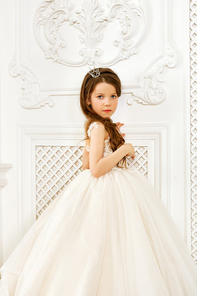 Catholic First Communion Dress with high Neckline by Mia Bambina Boutique Canada