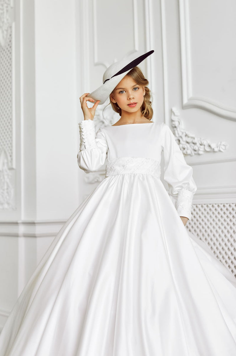 Silvia Catholic First Communion dress by Mia Bambina Boutique Canada