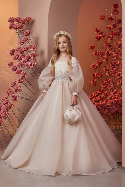 Champagne Blush Princess Gown for Kids by Mia Bambina Boutique Canada