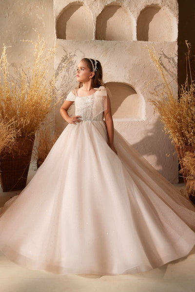 First Communion Dresses: 3612 Charming Communion Dress with a Bow Detail - Mia Bambina Boutique