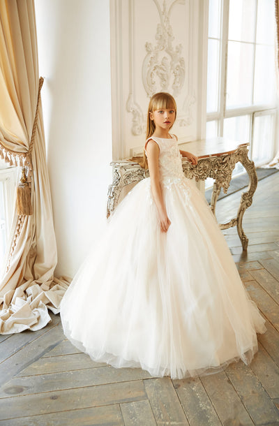 Elegant Tulle and Lace First Communion Dress by Mia Bambina Boutique Canada