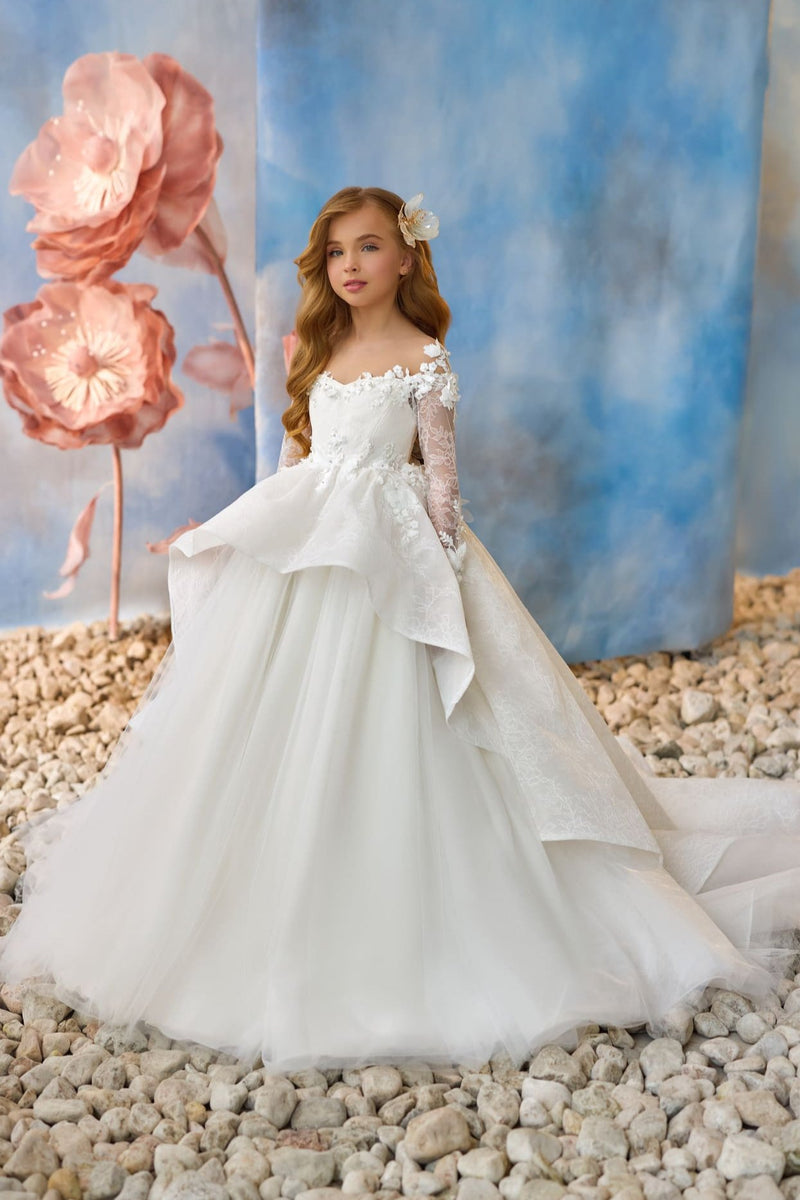 Faith & Flowers Communion Dress in Ivory Lace and Tulle