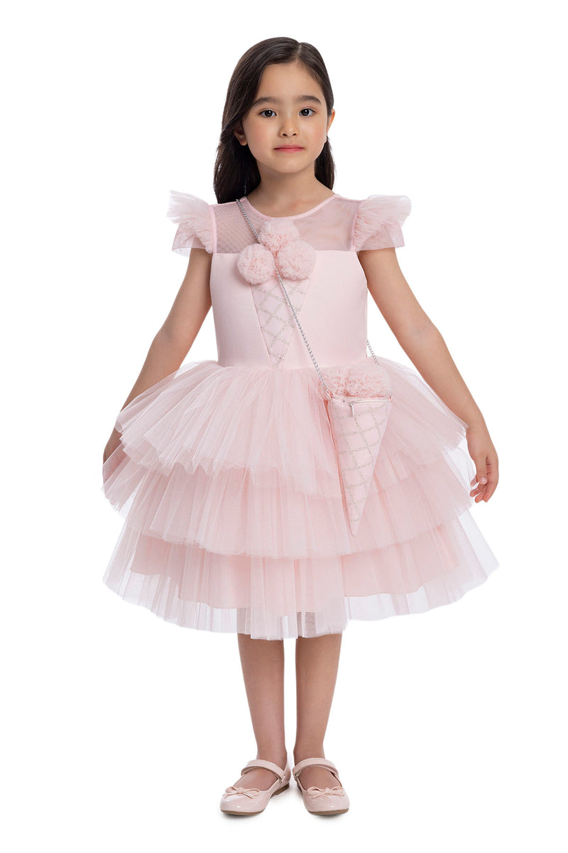 Girls Pink Tutu Birthday Party Dress with Long Tail by Mia Bambina Boutique Canada