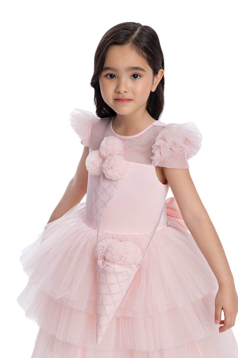 Girls Pink Tutu Birthday Party Dress with Long Tail by Mia Bambina Boutique Canada