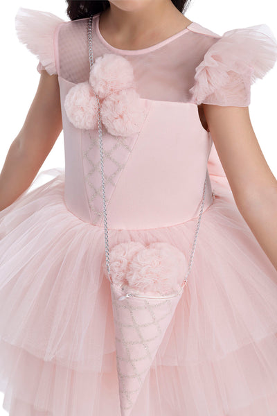 Girls Pink Tutu Birthday Party Dress with Long Tail by Mia Bambina Boutique Canada