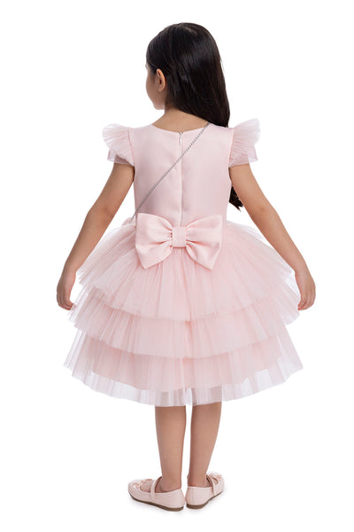 Girls Pink Tutu Birthday Party Dress with Long Tail by Mia Bambina Boutique Canada