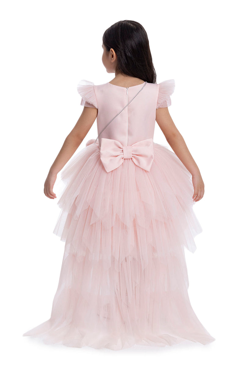 Girls Pink Tutu Birthday Party Dress with Long Tail by Mia Bambina Boutique Canada