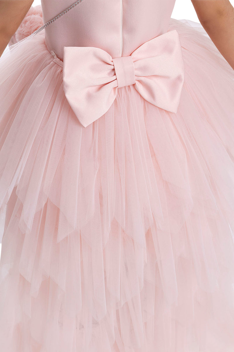 Girls Pink Tutu Birthday Party Dress with Long Tail by Mia Bambina Boutique Canada