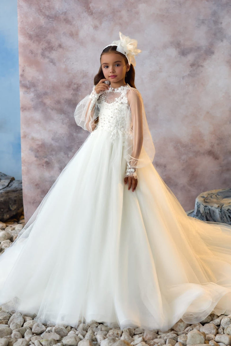 Grace Communion Dress Long Tulle and lace dress