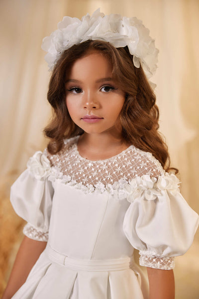 Little Girl White Princess Dress for First Communion or Special Event