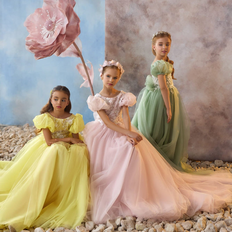 Meadow Dreams Gown in yellow pink and sage green color