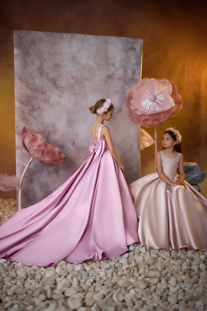 Royal Satin Gown in Pink and Blush colors