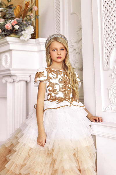 Royal Tea Time Special Occasion Dress with short sleeves