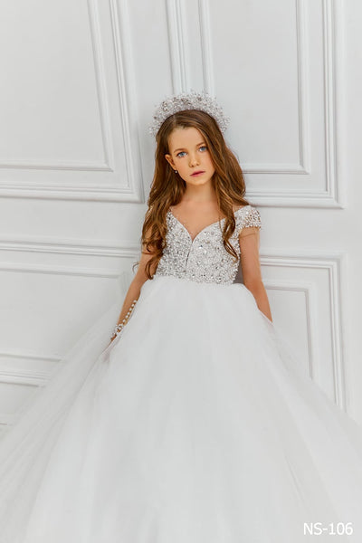 Shade of Elegance Tulle Flower Girl Dress by Mia Bambina Boutique Canada