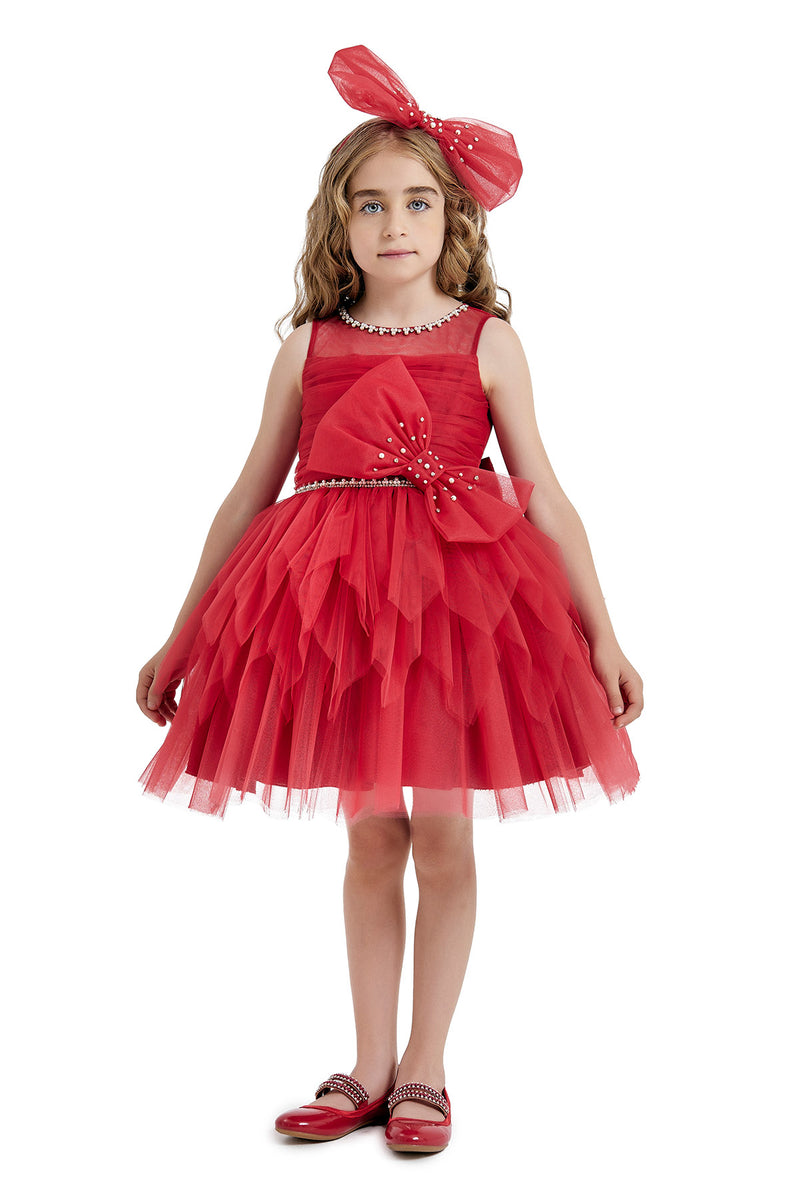 Short Red Tulle Dress for Girl by Mia Bambina Boutique Canada