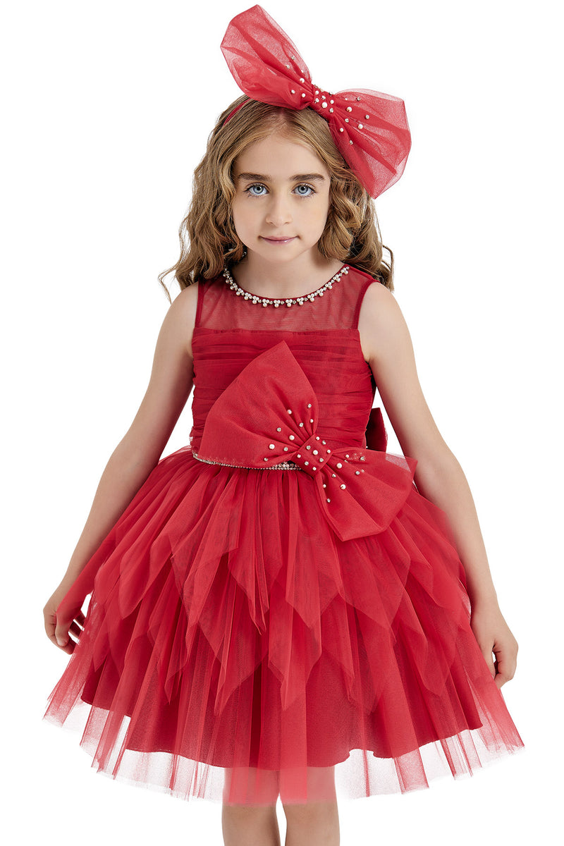 Short Red Tulle Dress for Girl by Mia Bambina Boutique Canada