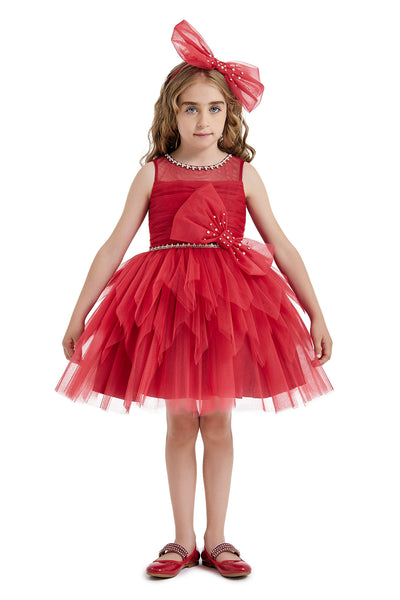 Short Red Tulle Dress for Girl by Mia Bambina Boutique Canada