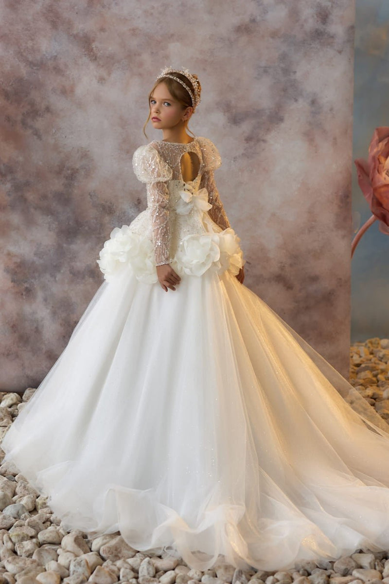 Sparkling Diamond First Communion Dress with train