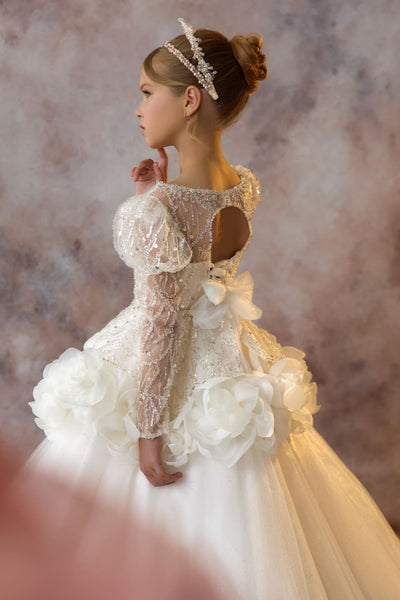 Sparkling Diamond First Communion Dress with keyhole in the back