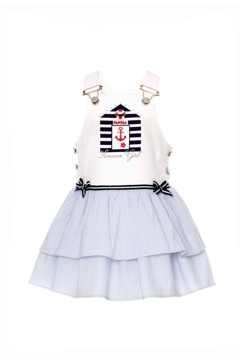 Baby Girl Nautical Overall Dress Outfit Set by Mia Bambina Boutique Canada