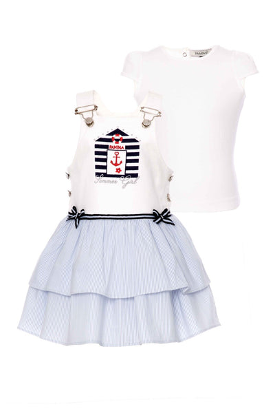 Baby Girl Nautical Overall Dress Outfit Set by Mia Bambina Boutique Canada