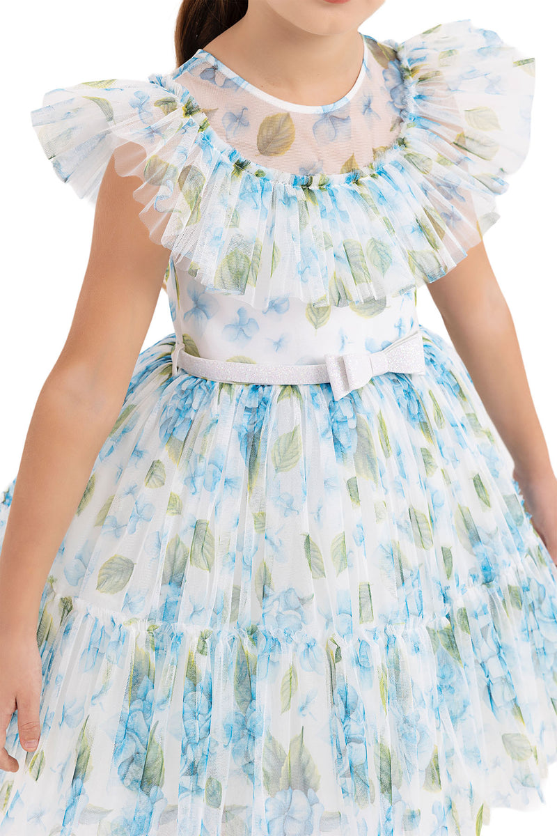 Blue Floral Print Girls Summer Dress by Mia Bambina Boutique Canada