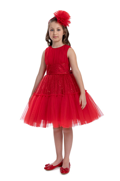 Girls Festive Red Sleeveless Tutu Dress by Mia Bambina Boutique Canada