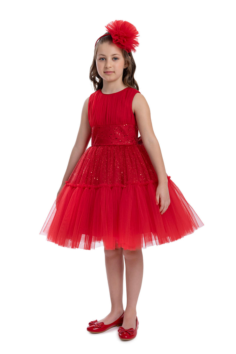 Girls Festive Red Sleeveless Tutu Dress by Mia Bambina Boutique Canada