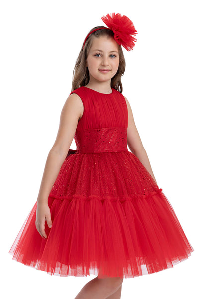 Girls Festive Red Sleeveless Tutu Dress by Mia Bambina Boutique Canada