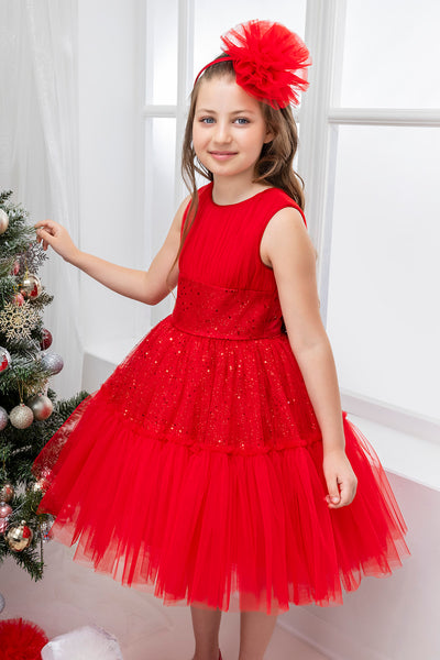 Girls Festive Red Sleeveless Tutu Dress by Mia Bambina Boutique Canada