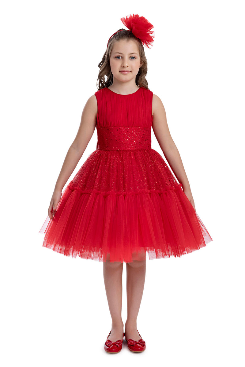 Girls Festive Red Sleeveless Tutu Dress by Mia Bambina Boutique Canada