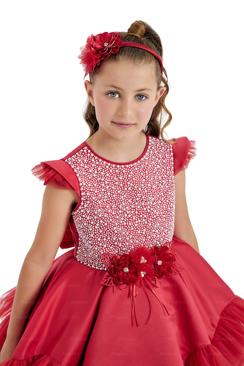 Red Ruffled Tulle Girls Christmas Dress by Mia Bambina Boutique Canada