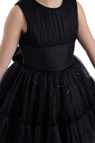 Shimmering Sleeveless Black Tutu Dress for Girls