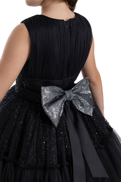 Shimmering Sleeveless Black Tutu Dress for Girls