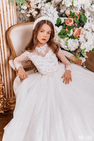 Glamour White Dresses for First Holy Communion by Mia Bambina Boutique Canada