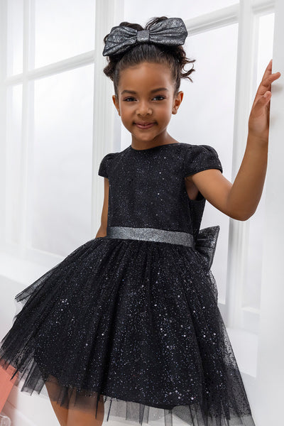 Glitter Tulle Little Black Dress for Girl by Mia Bambina Boutique Canada